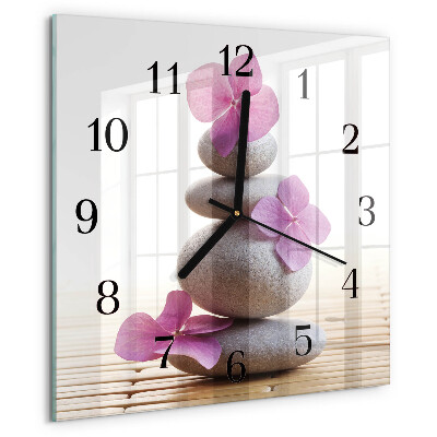 Vierkante glazen wandklok Stone Spa