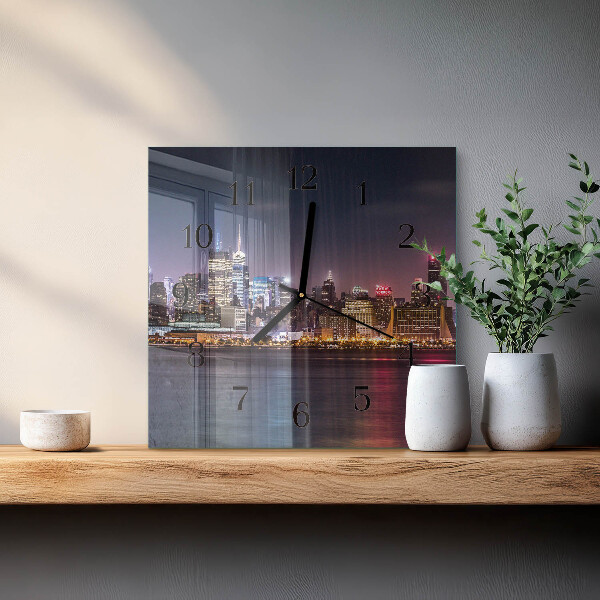 Vierkante glazen wandklok Horizon