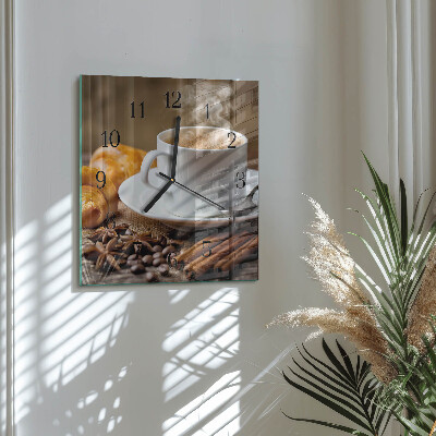 Vierkante glazen wandklok Kaneel Anijs