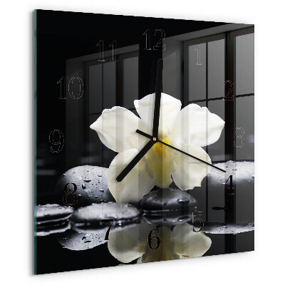 Vierkante glazen wandklok Orchideeënstenen
