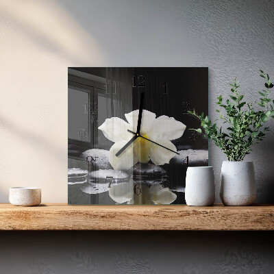 Vierkante glazen wandklok Orchideeënstenen
