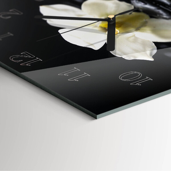 Vierkante glazen wandklok Orchideeënstenen