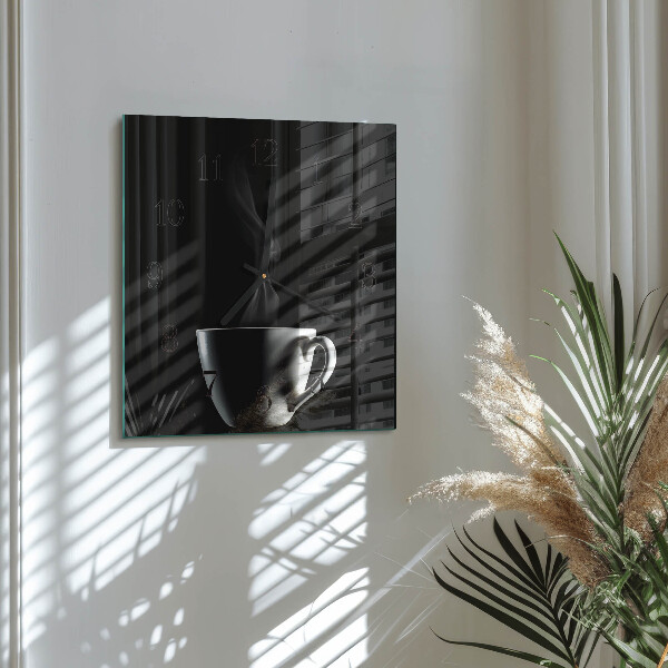 Vierkante glazen wandklok Beker