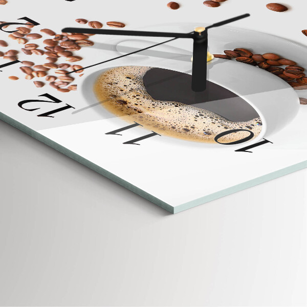 Vierkante glazen wandklok Koffie