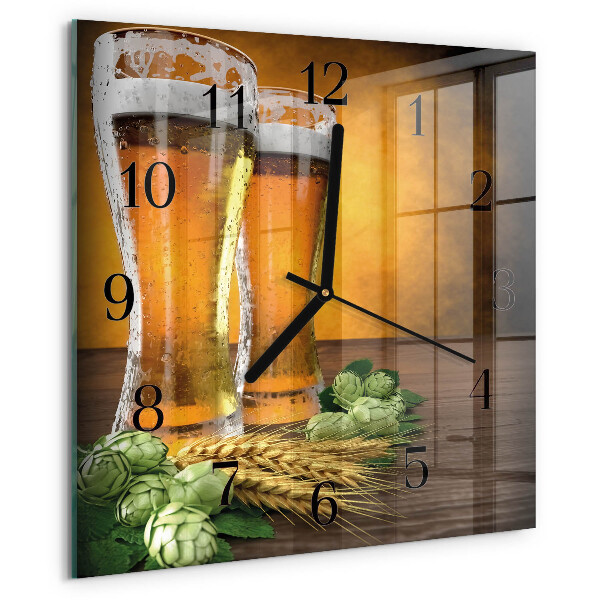 Vierkante glazen wandklok Glazen bier