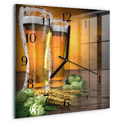 Vierkante glazen wandklok Glazen bier
