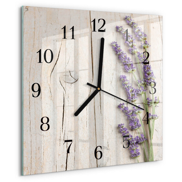 Vierkante glazen wandklok Lavendel