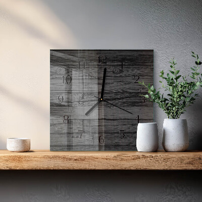 Vierkante glazen wandklok Hout