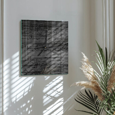 Vierkante glazen wandklok Hout