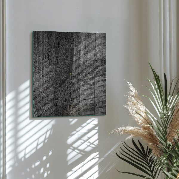 Vierkante glazen wandklok Hout