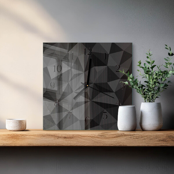 Vierkante glazen wandklok 3D-patroon