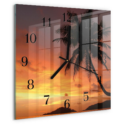 Vierkante glazen wandklok Palm