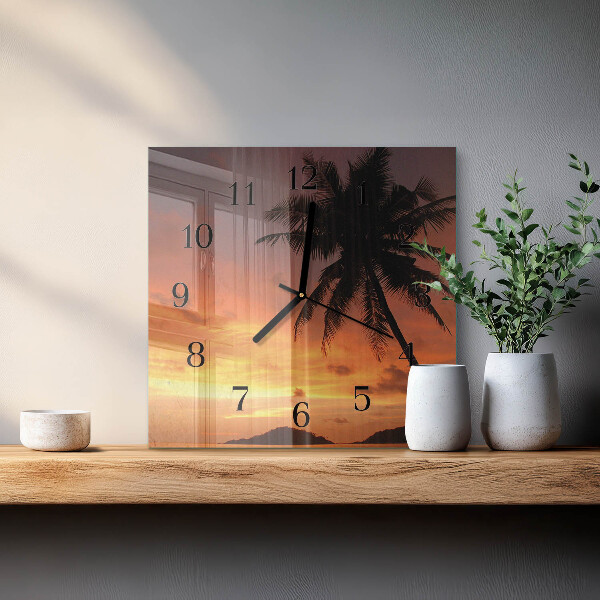 Vierkante glazen wandklok Palm