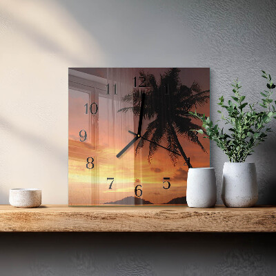 Vierkante glazen wandklok Palm