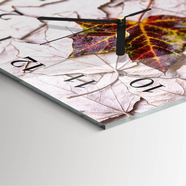 Vierkante glazen wandklok Esdoornblad