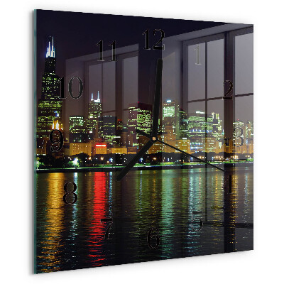 Vierkante glazen wandklok Horizon