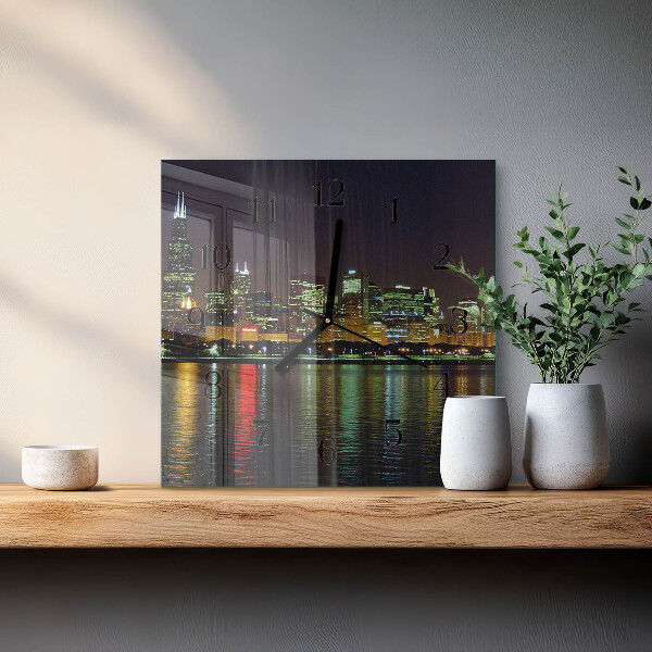 Vierkante glazen wandklok Horizon