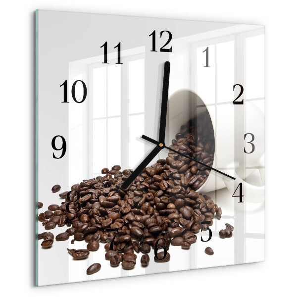 Vierkante glazen wandklok Kopje koffie