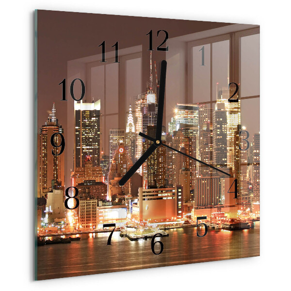 Vierkante glazen wandklok Horizon