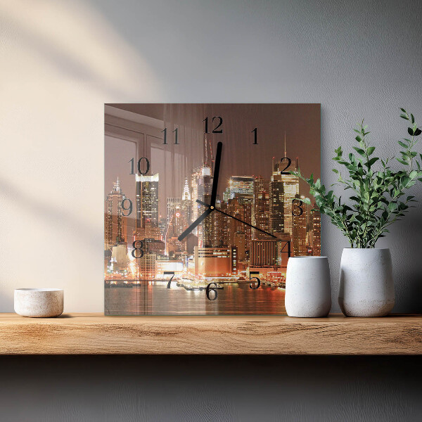 Vierkante glazen wandklok Horizon