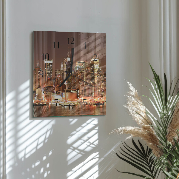 Vierkante glazen wandklok Horizon