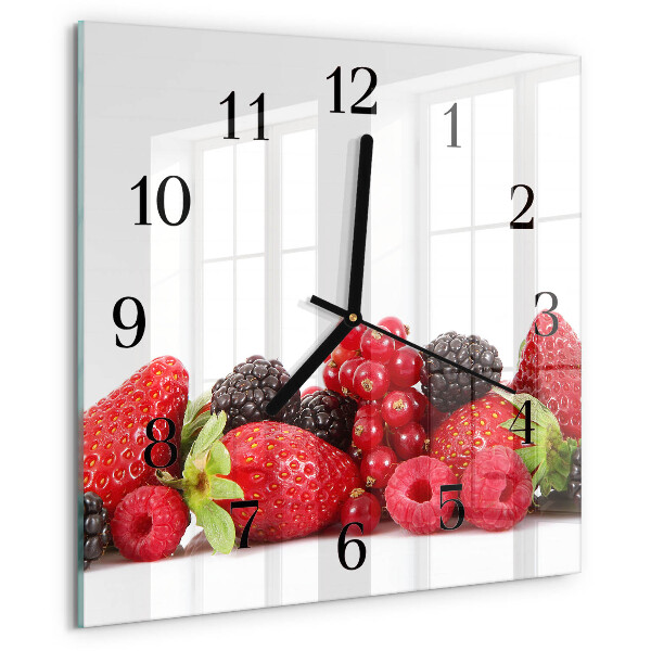 Vierkante glazen wandklok Fruit