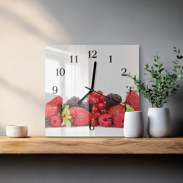 Vierkante glazen wandklok Fruit