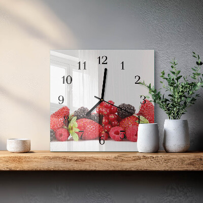 Vierkante glazen wandklok Fruit