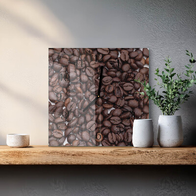 Vierkante glazen wandklok Koffiebonen