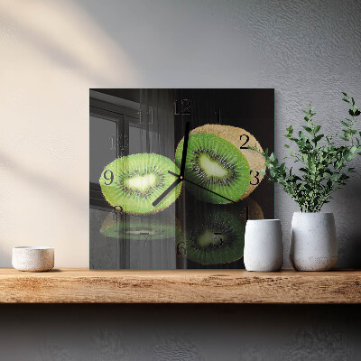 Vierkante glazen wandklok Kiwi