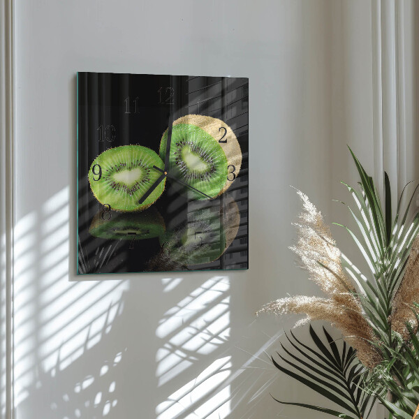 Vierkante glazen wandklok Kiwi