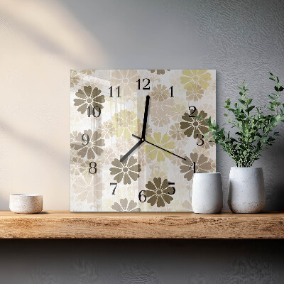 Vierkante glazen wandklok Bloemkunst