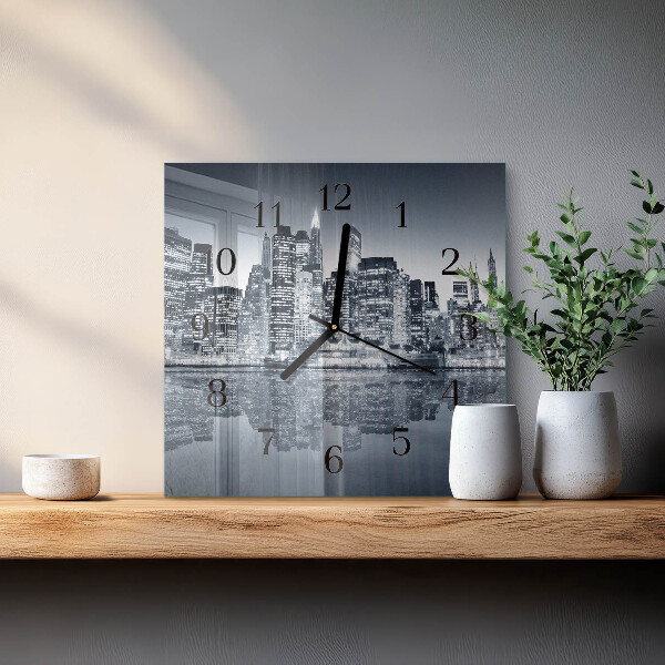 Vierkante glazen wandklok Horizon