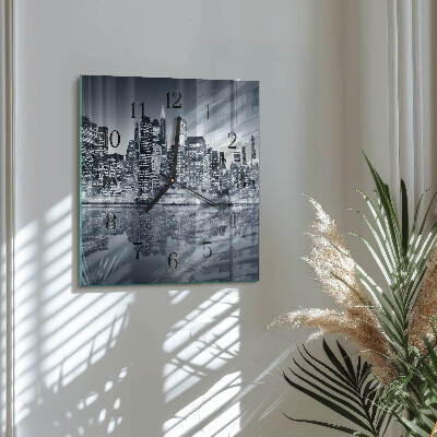 Vierkante glazen wandklok Horizon