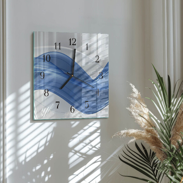 Vierkante glazen wandklok Abstracte lijnen