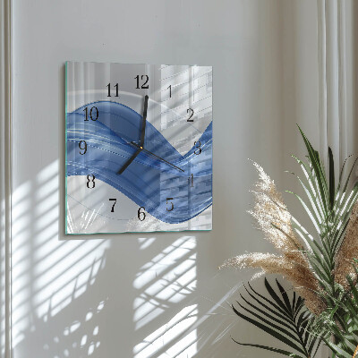 Vierkante glazen wandklok Abstracte lijnen