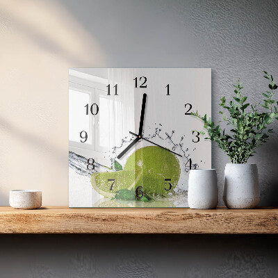 Vierkante glazen wandklok Kalkwater