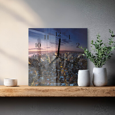 Vierkante glazen wandklok Horizon