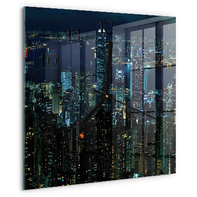 Vierkante glazen wandklok Horizon