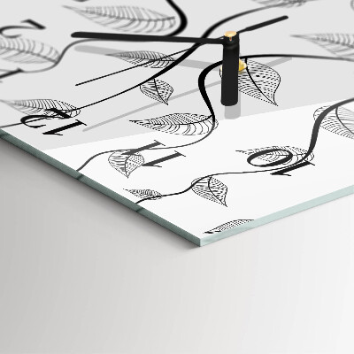 Vierkante glazen wandklok De kunst van de bladeren