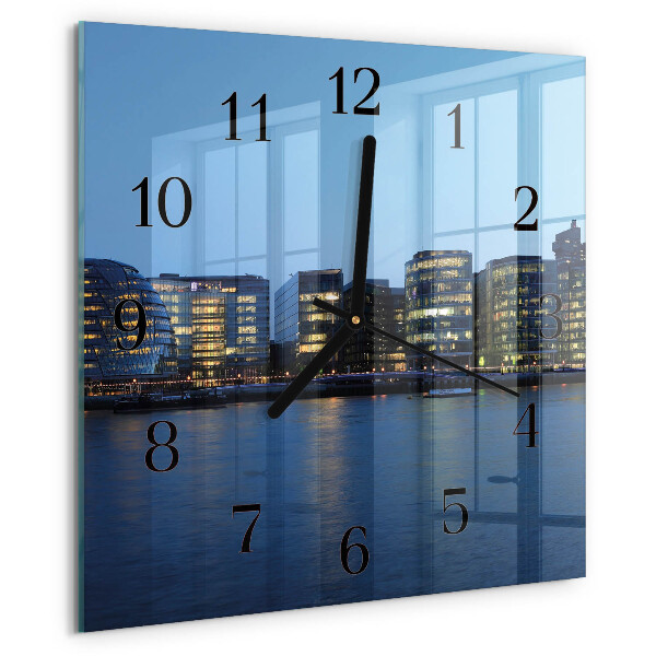 Vierkante glazen wandklok Horizon