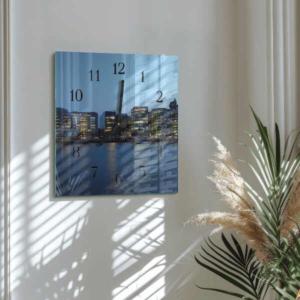 Vierkante glazen wandklok Horizon