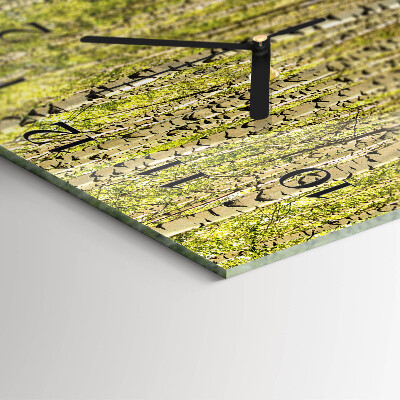 Vierkante glazen wandklok Berkenbos