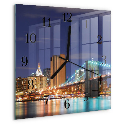 Vierkante glazen wandklok Horizontale brug