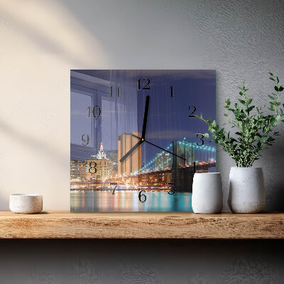 Vierkante glazen wandklok Horizontale brug