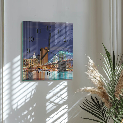 Vierkante glazen wandklok Horizontale brug
