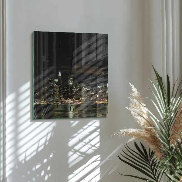 Vierkante glazen wandklok Horizon