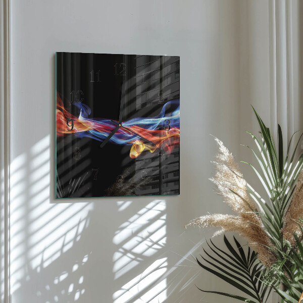 Vierkante glazen wandklok Abstracte rook