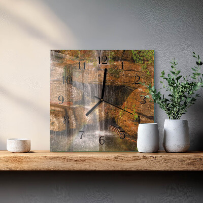 Vierkante glazen wandklok Waterval