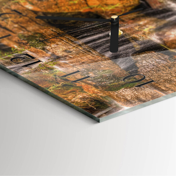 Vierkante glazen wandklok Waterval